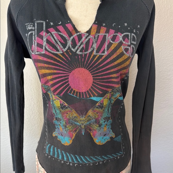 Free People Gray Graphic Fitted Long Sleeve Tee - Picture 2 of 2